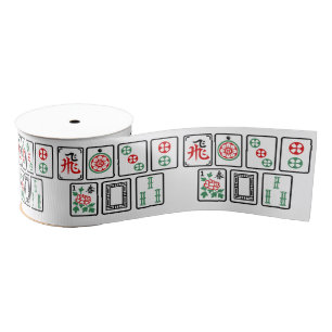 Ruban Gros-grain Tuiles de Mahjong #1 conçues pour 3”