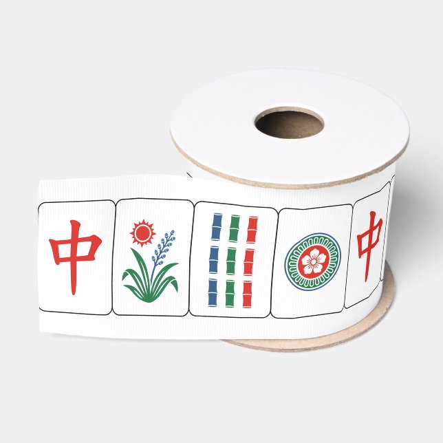 Ruban Gros-grain Tuiles de Mahjong #2 - Conçues pour 3” (Bobine)
