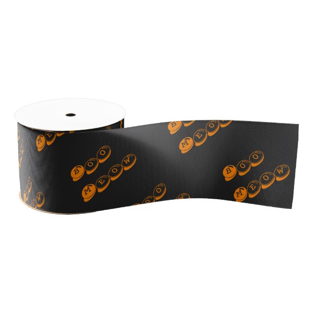 Ruban Gros-grain Typographie de Boo noir et orange Motif Halloween (Bobine)