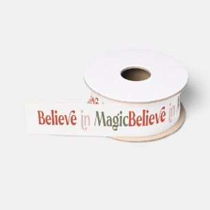 Ruban Gros-grain Typographie festive Croyez en la magie