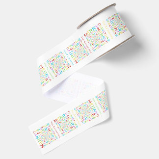 Ruban Gros-grain Typographie joyeuse de Noël lumineuse et colorée