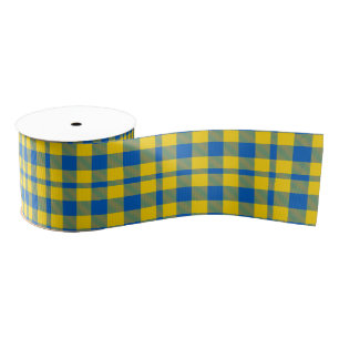 Ruban Gros-grain Ukraine Bleu et Jaune Buffalo Plaid, À damiers