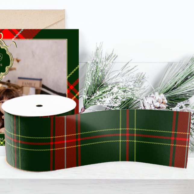 Ruban Gros-grain Vacances de Noël simple vert et rouge (Créateur téléchargé)