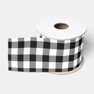 Ruban Gros-grain Vichy écossais blanc et noir
