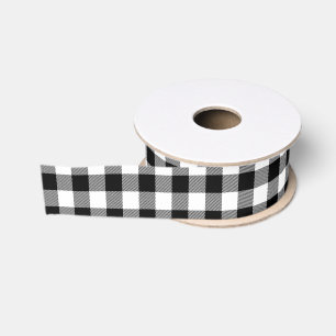 Ruban Gros-grain Vichy écossais blanc et noir