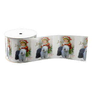 Ruban Gros-grain Vieux Noël anglais de chien de berger