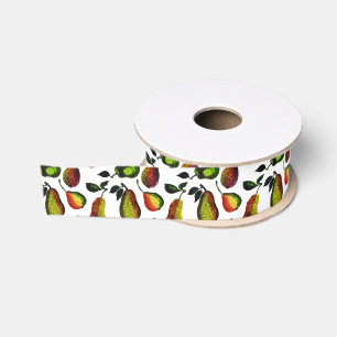 Ruban Gros-grain Vintage Russe Automne Pear Fruit Aquarelle