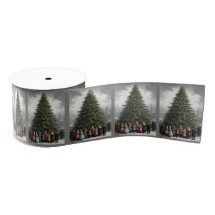 Ruban Gros-grain Vintage village collecte des arbres de Noël