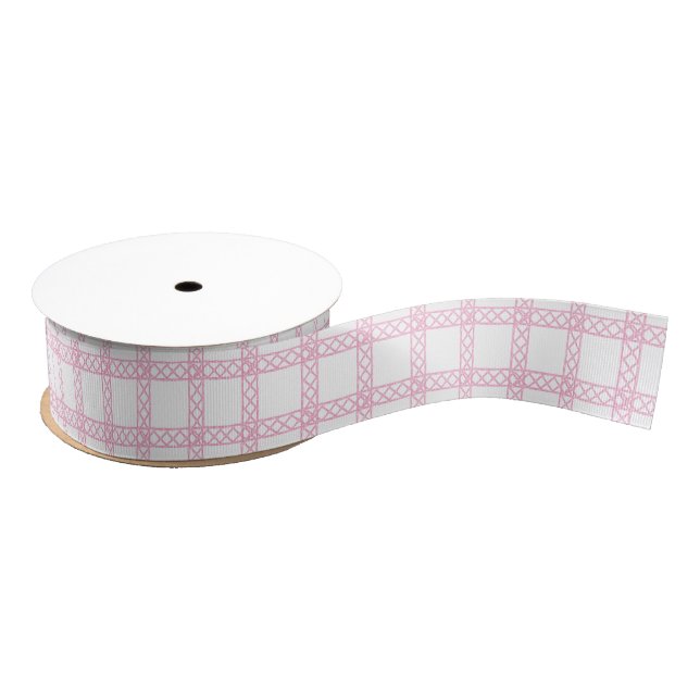 Ruban Gros-grain Watercolor Pink and White Bamboo Stripes (Bobine)