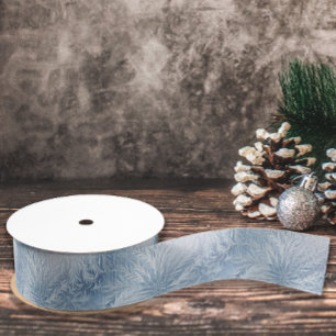 Ruban Gros-grain Winter Wonderland Bleu gelé motif