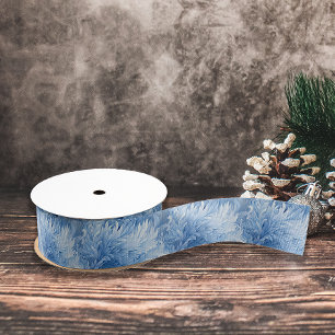Ruban Gros-grain Winter Wonderland Bleu gelé motif