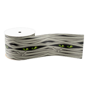 Ruban Gros-grain Yeux de maman Halloween Green ID685