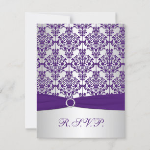 Ruban imprimé Carte de réponse en damas violet arg