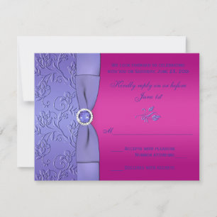 Ruban imprimé Carte de réponse florale fuchsia et 