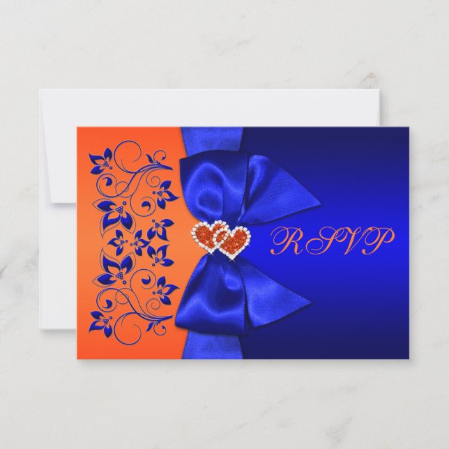 RUBAN IMPRIMÉ Réponse au mariage florale bleue et  (Devant)