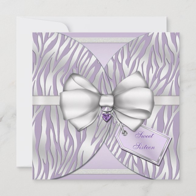 Ruban Invitation et bow à bijoux en argent mauve (Devant)