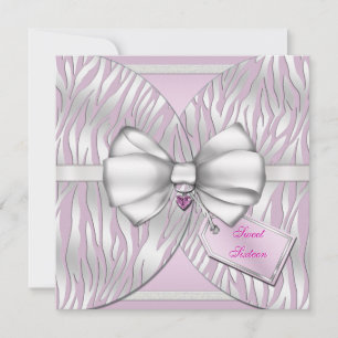 Ruban Invitation Zèbre d'argent rose et bow à bijo