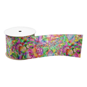 Ruban large en satin de 3 po couleur fiesta, pisci