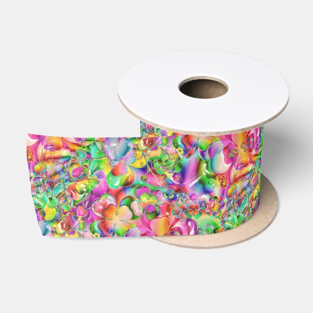Ruban large en satin de 3 po couleur fiesta, pisci (Bobine)