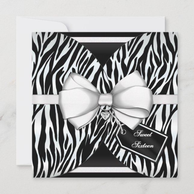 Ruban noir blanc Invitation Zèbre et bow bijoux (Devant)
