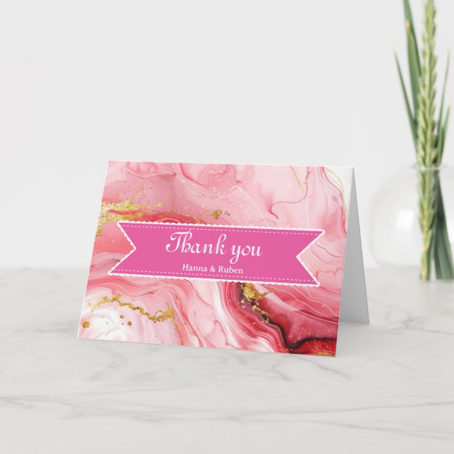 Ruban rose avec bordure blanche Merci mou (Devant)