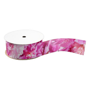 Ruban rose de gros-grain de fleur de pivoines