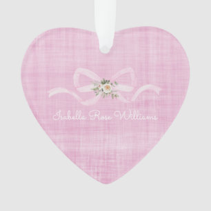 Ruban rose Floral Baby Girl NAME Sweet Heart