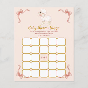 Ruban rose Petit Agneau Baby shower Bingo Jeu