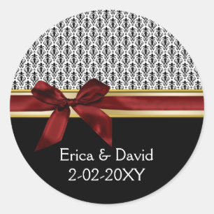 ruban rouge étiquette Monogramme