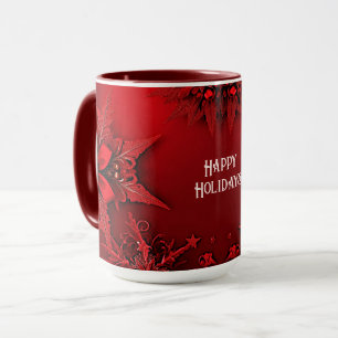 Ruban rouge floral fêtes de Noël Mug