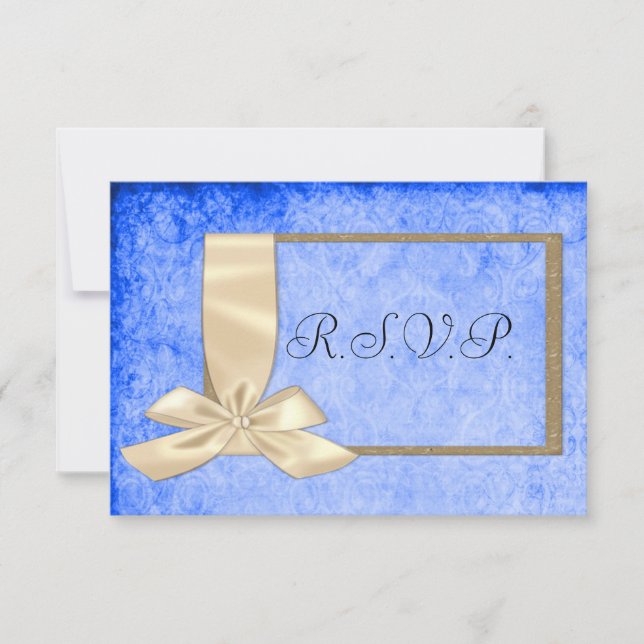 Ruban vintage et mariage bleu RSVP (Devant)