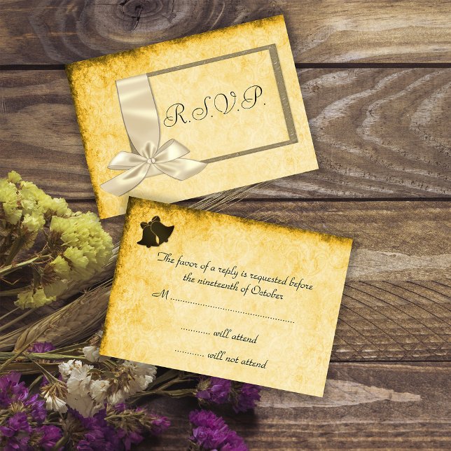 Ruban vintage, or et mariage Brown RSVP (Créateur téléchargé)