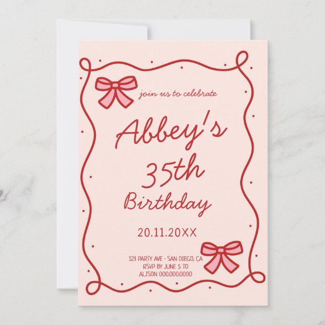 Ruban Whimsical Invitation d'anniversaire (Devant)