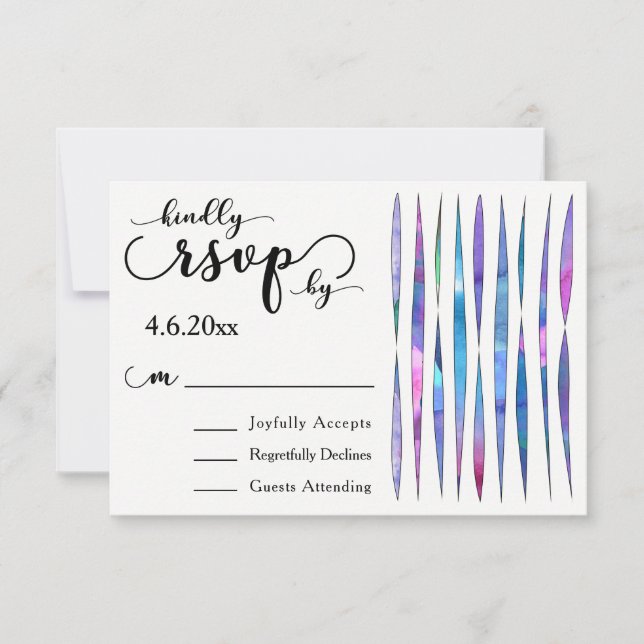 Rubans aquarelles colorés, RSVP de mariage moderne (Devant)