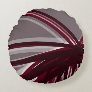 Rubans artistiques gris et bordeaux Coussin rond