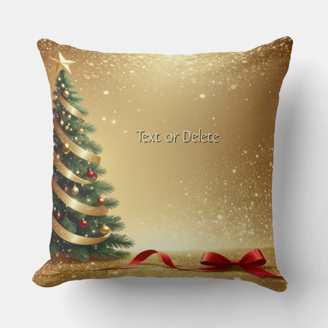 Rubans d'arbre de Noël Jeté de Coussin de Fête (Recto)