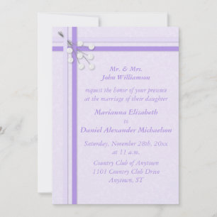 Rubans et invitation pourpre de mariage damassé de