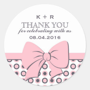 Rubans et vaches roses Stickers de mariage Pois