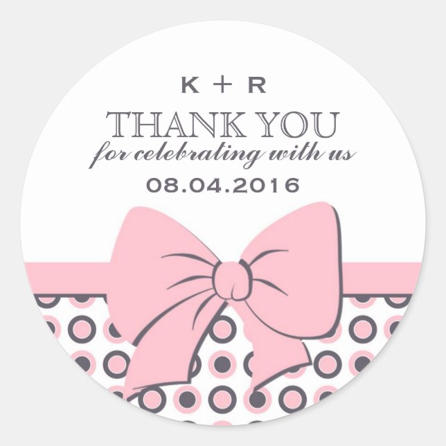 Rubans et vaches roses Stickers de mariage Pois (Devant)