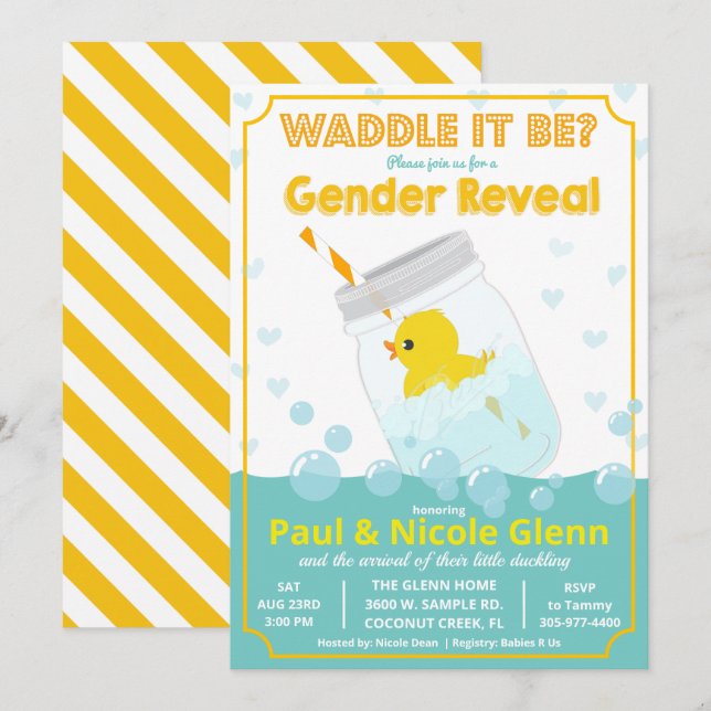 Rubber Duck Genre Revela Party Invitation (Devant / Derrière)