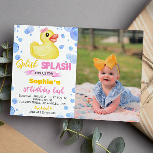 Rubber Duck Girl 1er anniversaire Invitation