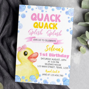 Rubber Duck Girl 1er anniversaire Invitation