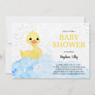 Rubber Ducky Baby Shower Invitation - Blue Yellow