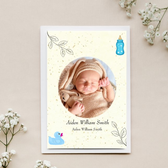 Rubber Ducky Floral Rice Papier Bébé Faire-part (Créateur téléchargé)