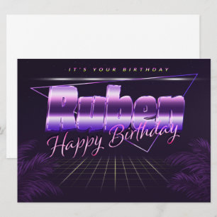 Ruben prénom carte rétro lilas anniversaire