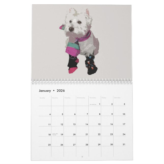 Rubis le calendrier de Westie 2010 (Jan 2026)