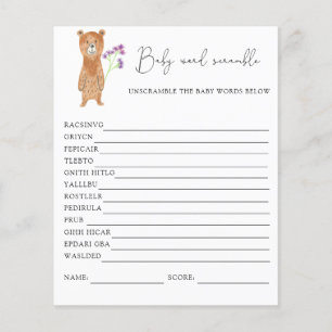 Rubrique de mot d'ours Jeu Baby shower
