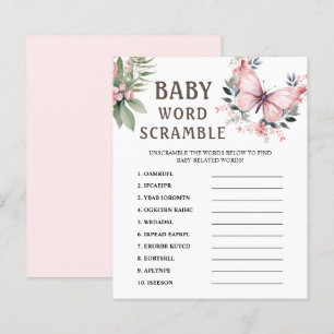 Rubrique Word Jeu Baby shower papillon rose