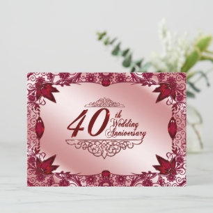 Ruby 40e anniversaire du Mariage 5x7 Invitation