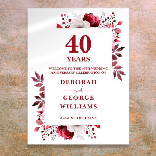 Ruby 40e Elégante Affiche de bienvenue du mariage